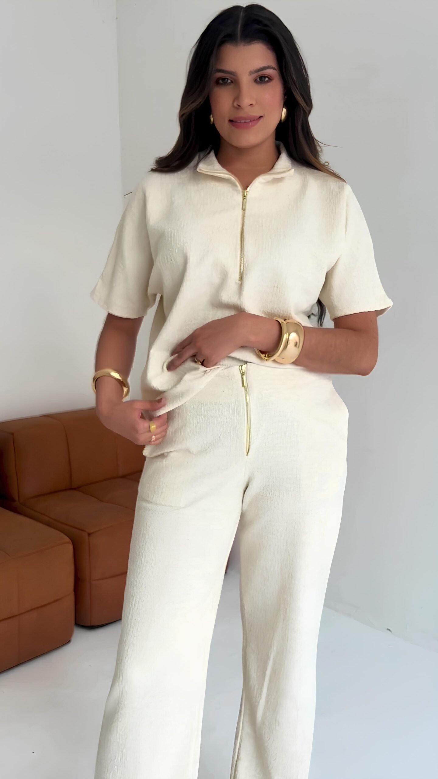 Conjunto em Malha Tweed: Calça e Blusa - Imagem 2